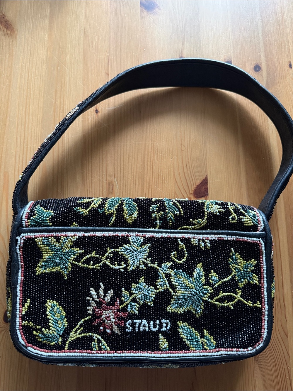 STAUD Tommy Beaded Bag, Black Floral - Picture 8 of 11